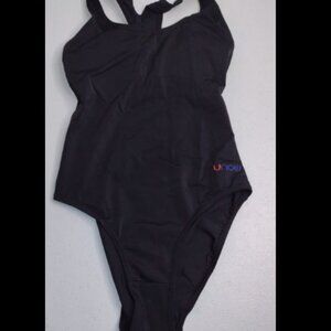 UNOW Womens XXS Black Swim Suit Training Racerback One Piece Swimsuit (D2)